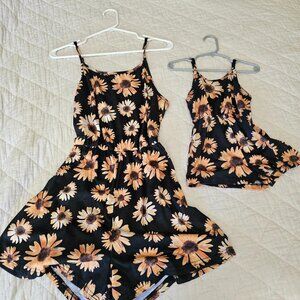 Mommy and Me Matching Sunflower Romper Outfits women's m toddler girl size 2